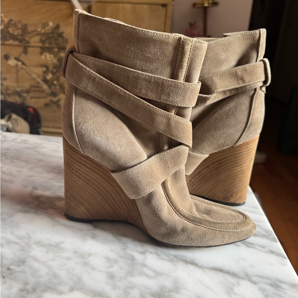 Balenciaga Suede Wedge Beige Heels Women’s - Picture 3 of 4